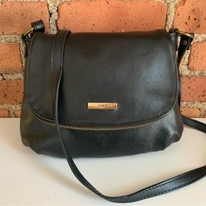 Isabella Rhea Black Pebble Leather Crossbody Handbag